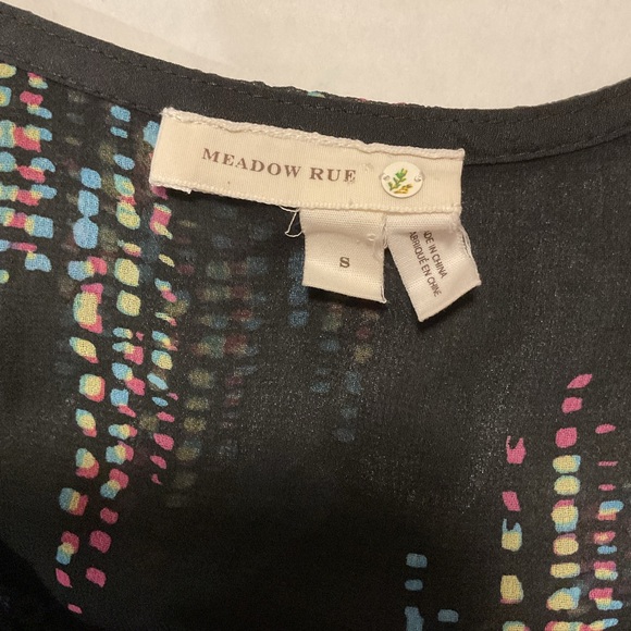 Meadow Rue Sheer Tank Top with Tassels Black with Multicolor Detail - Picture 6 of 7